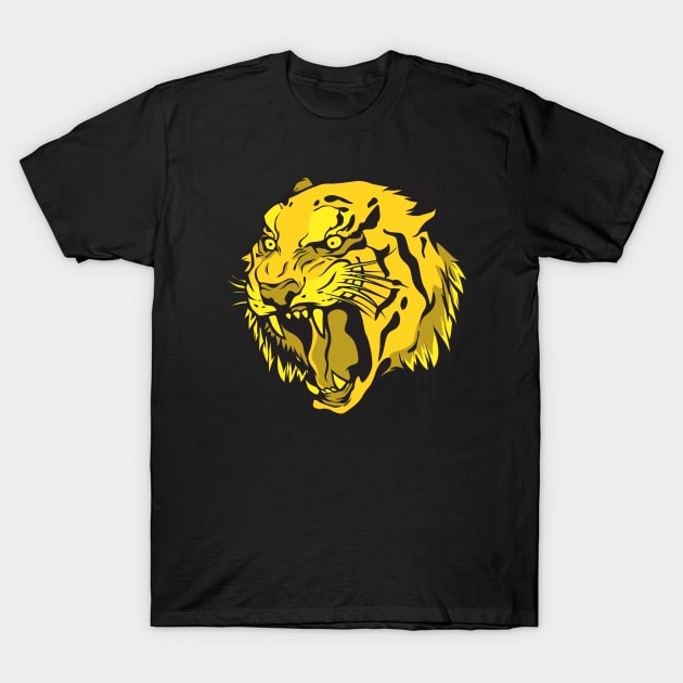 Golden tiger head cat of prey gift motive design T-Shirt by Shirtjaeger